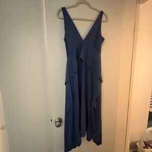 Blue low cut midi dress. Gianni bini size S